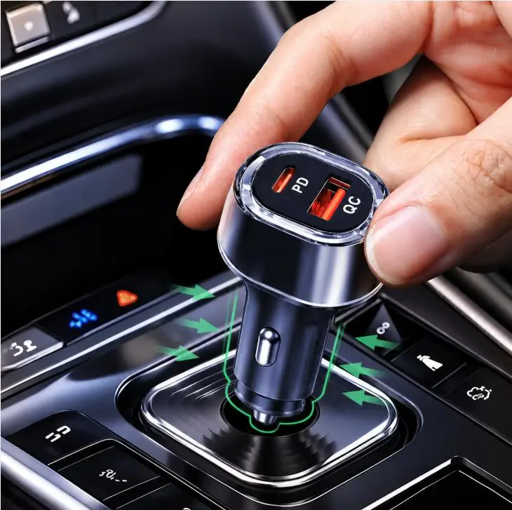 Quplavo Mini USB C Car Charger Dual Port Adapter, PD & QC Fast Charging Car Plug with 5V Output, Compact Phone Charger for Cars, Trucks & SUVs. Fast Charging Accessory for iPhone, Android Devices, Commute, Travel & Road Trips. 1-Pack & 2-Pack