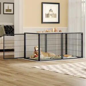 Black Heavy Duty Metal Dog Crate Furniture 63.7" Large Space Rustproof Iron Wire Escape-Proof Pet Cage for Small Medium Large Dogs Flexible Door Design Durable Material Safe Top Cover, Escape Proof Kennel, Rust-Proof