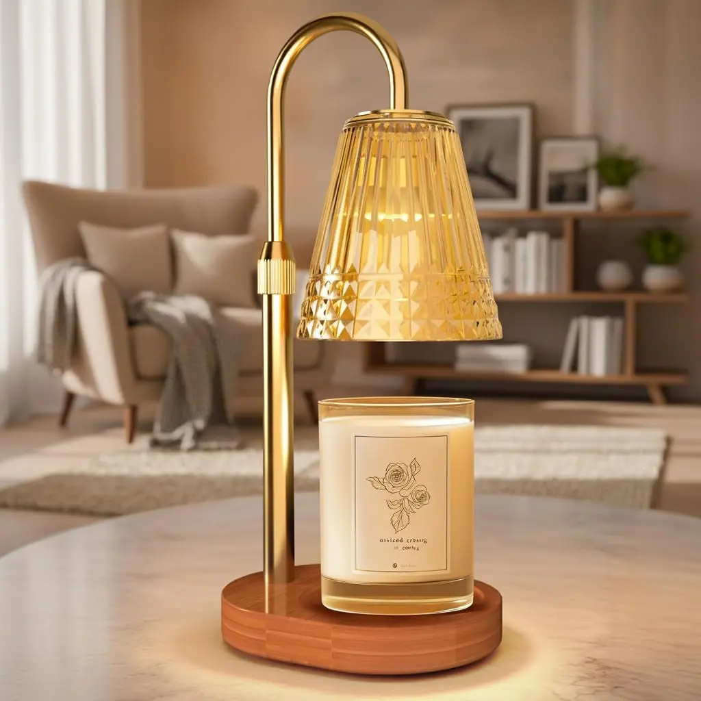 Lumière Candle Warmer Lamp — Adjustable Dimmable Electric Wax Warmer for Jar Candles | Cozy Luxury Bedroom & Living Room Decor