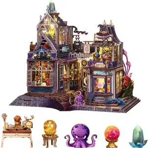 DIY Mini Dollhouse Kit, Miniature Set, Magic Store Furniture Accessories, Adult Craft Model Art Set, 3D Wooden Puzzle, Bookshelf Decor, Gift for Family and Friends