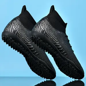 [Lightweight Football Shoes] Lightweight Men's Football Shoes | Artificial Grass Non slip Rubber Sole Adult and Youth Training Shoes, Breathable Artificial Leather Upper, Indoor and Outdoor Four Seasons Sports Shoes Football Boots Black