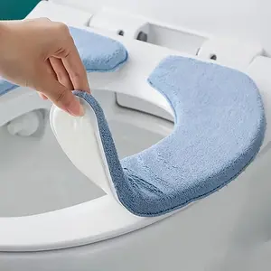 soft set of SoftTouch washable toilet seat cushions, thickened and comfortable warm seat cover, easy installation, suitable for most toilets, bathroom accessories, Toilet Seat Protector