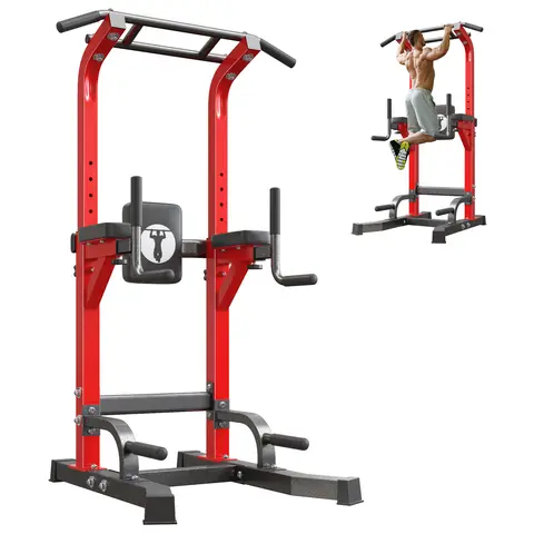Adjustable Pull Up Bar & Dip Station, Heavy Duty 500LB Capacity Multifunctional Home Gym Fitness Equipment for Strength Training, Push Up Stand for Arm, Back, Core & Full Body Workout Home Gym Kit