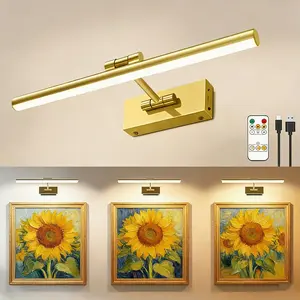 ViLSOM 16 in Remote-Controlled Picture Light - Wireless Power 6000mAh Battery-Powered Wall Light with Adjustable Brightness, Room Decor, Household Items Decor for Photos, Frames