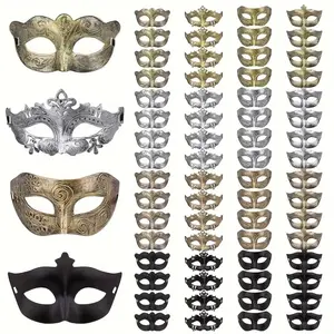 64pcs Vintage Lightweight Mask Set for Masquerade Parties, Venetian Style Carnival Masks for Halloween & Festivals, Perfect for Costume Events