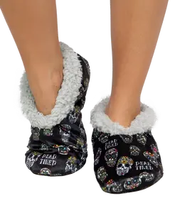 LazyOne | Dead Tired Fuzzy Feet Slippers for Women, Cute Fleece-Lined House Slippers, Cute Slipper Socks