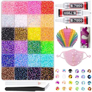 24 Colors Resin Rhinestones for Crafting with Tweezers, Mixed-Color 3mm Non Hotfix Flatback Gems, Bedazzling Crystal for DIY Crafts Clothing Tumblers Mugs Shoes Fabric Decor Nail Art Makeup, Versatile Uses