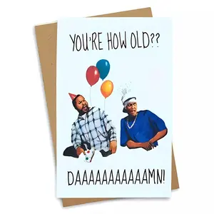 1pc "How Old Are You" Funny Birthday Card with Envelope - Red Humorous Aging Joke Greeting Card for Men & Women, Funny Dad Card, Cartoon-Style Design with Party Hats & Balloons, Festive Party Supplies, Playful Design, Colorful Illustration