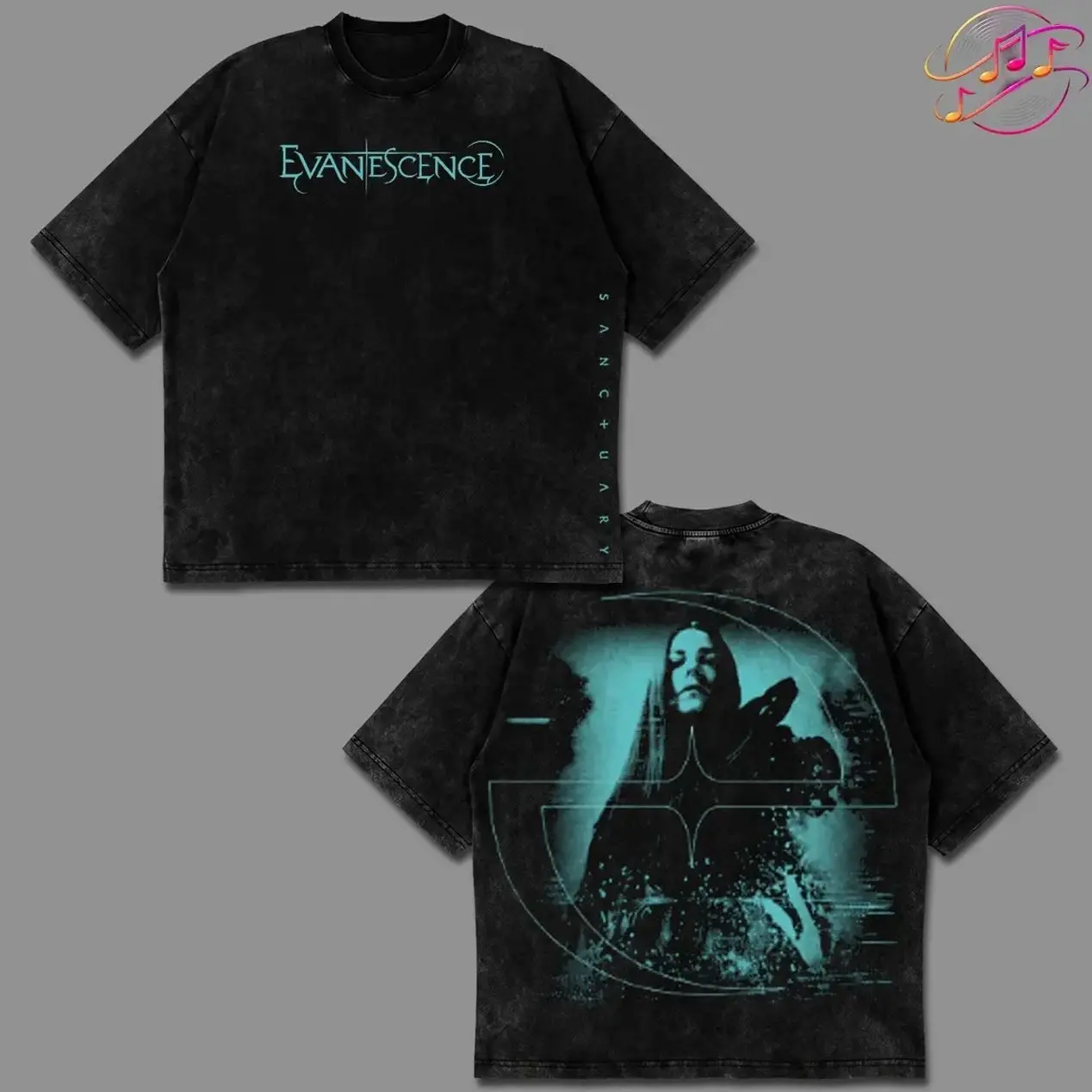 Evanescence - Sanctuary World Tour 2026 For Evanescence Concert Outfit High-quality Acid Washed Cotton T-Shirt, Streetwear Style Shirt Rock Band Shirt, Sanctuary Album Merch, Amy Lee Evanescence Rock Fan Graphic Tee, For Rock Lover NS4