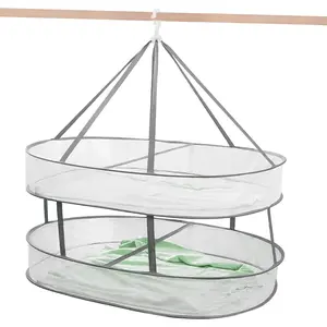 2 Tier Clothes Drying Rack Foldable, 31.5" Mesh Clothes Hanging Dryer, Space Saving Sweater Drying Rack, Laundry Rack,with Internal Fixation, for Clothes, Towels, Underwear, Indoor, Outdoor