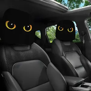 2pcs Cat Eye Car Headrest Covers, Halloween Decorations, All-Weather Use, Elastic Design, Perfect Gift for Friends & Family, Car Interior Accessory