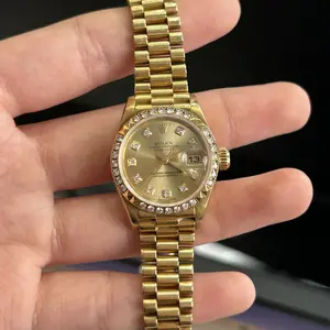 Rolex Lady-Datejust 26mm 18K Yellow Gold Factory Diamond Bezel & Champagne Diamond Dial 69268 WHP041747
