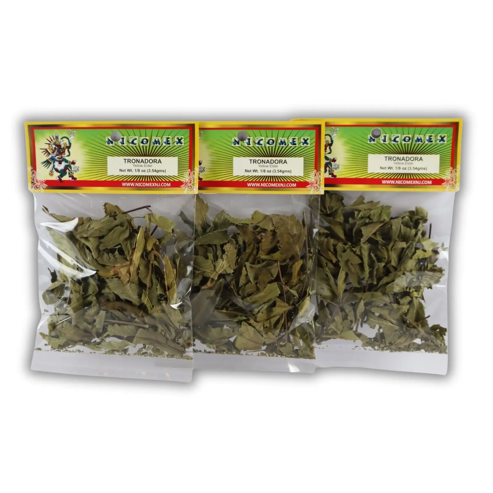 Nicomex - Tronadora - Yellow elder - Yellow Trumpetbush (tecoma stans) - herbal tea. 100% Natural  ⅛ oz each bag (3.54gr), pack of 3 bags