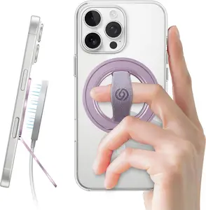 MagOne 3rd Gen [Compatible with MagSafe] Phone Grip Stand with Finger Strap, Removable  Ring Holder Kickstand Loop for  16,15, 14, 13, 12 Series-(Purple)