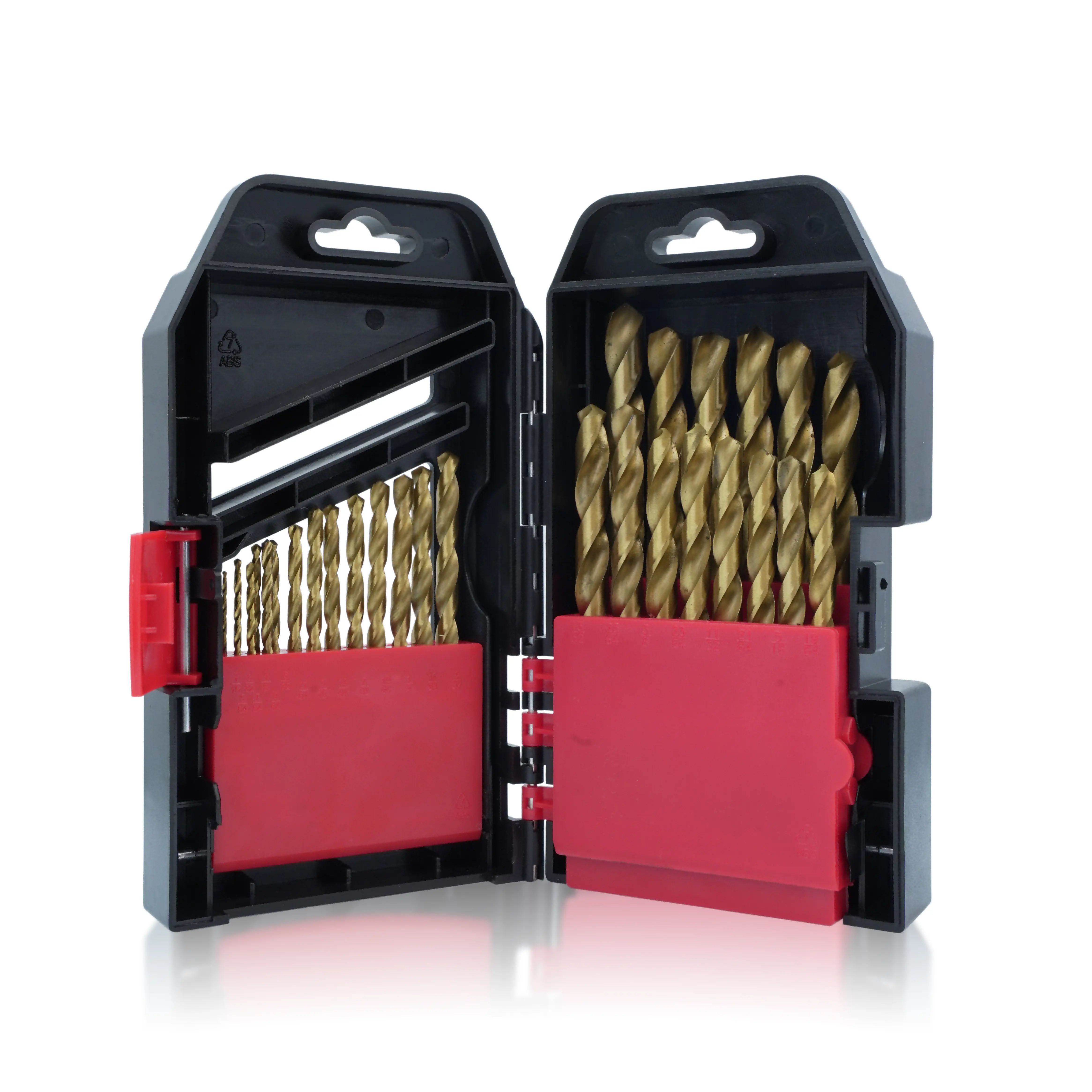 29PCS Durable Titanium-Coated High Speed Steel Twist Drill Bit Set (1/16"-1/2") with Spiral Flute, Organizer Case, Power Tool Accessories for Metal, Wood, Plastic Drilling, Auto Repair, Mechanics, Long Service Life