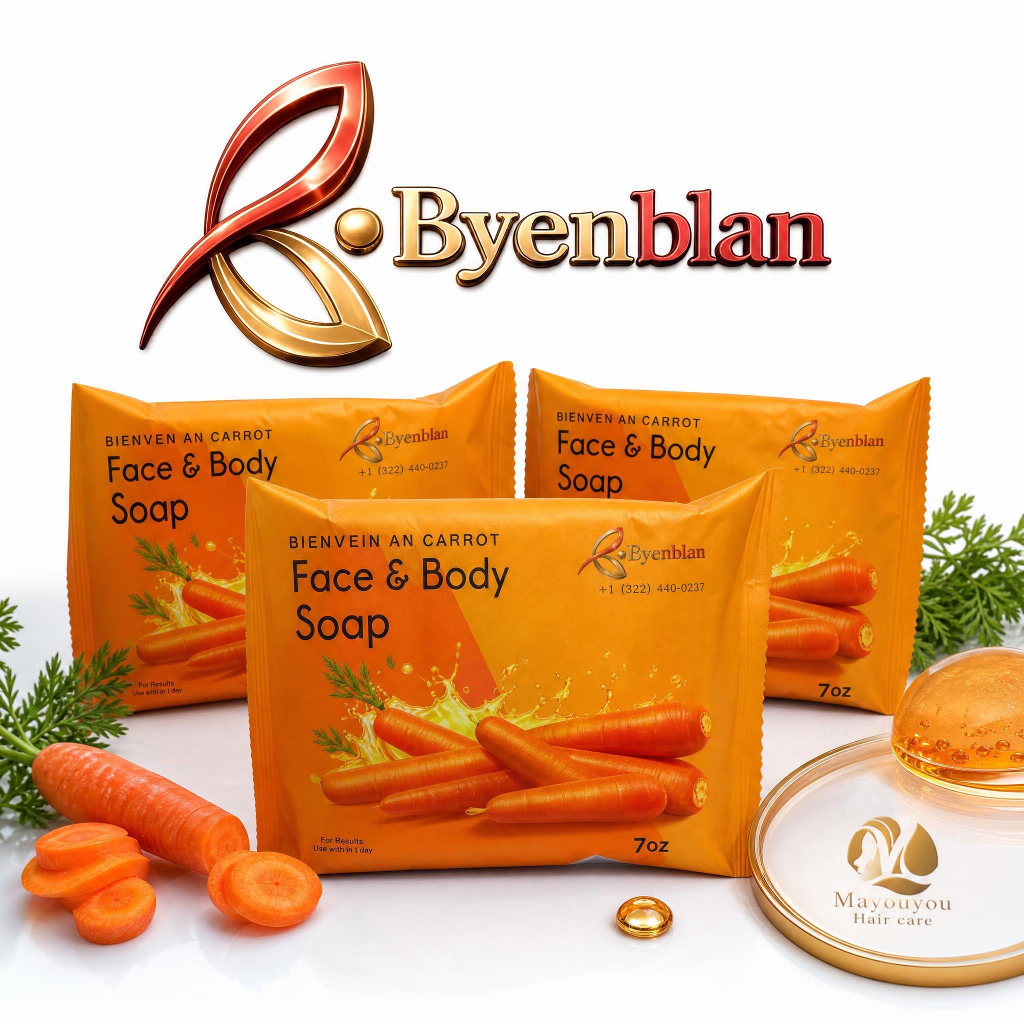Mayouyou 3-Piece Byenblan Carrot Face and Body Soap Set, Natural Cleansing Soap for Bath & Shower (Beauty & Personal Care)