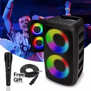Portable Karaoke Radio FM Bluetooth Speaker, Karaoke Speaker System, Wireless With Microphone Subwoofer LED Light TWS Music Outdoor Square Dancing Home Stage Performances Party Enhanced Bass MP3 Player RGB Stereo