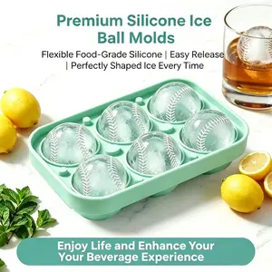 6-cavity silicone spherical ice mold, baseball ice mold, suitable for cocktails, whiskey, and fruit juices. Large size is reusable, faithfully recreates a baseball design, delivering “home run–level” slow-melting cooling experience. It’s a super cool spor