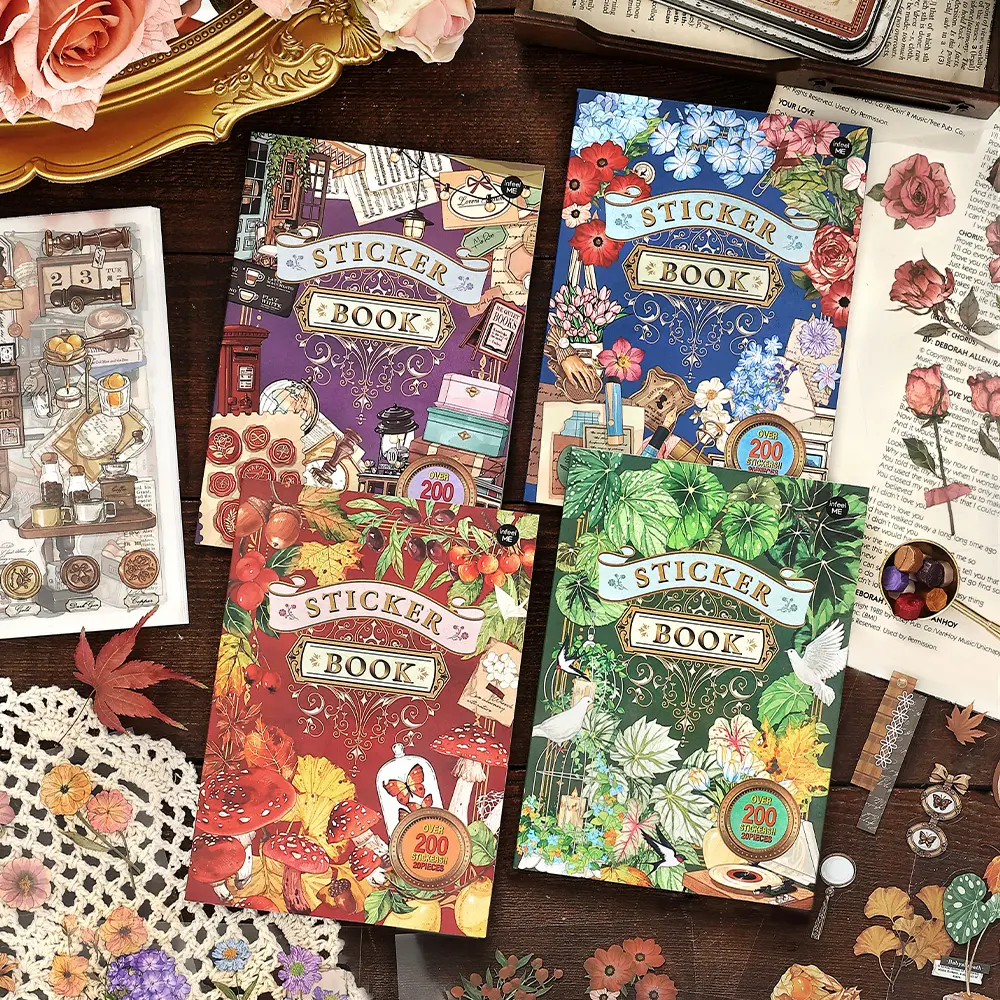 Pressed Flower PET Sticker Book - 40 Sheets (20 Unique Sheets), 400+ Pcs, 10.5×14.8cm Waterproof Transparent Cut-Outs, Scrapbook Supplies for Adults' Journaling, Natural Look Layering Friendly Stickers