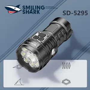 【SD-5295】Smiling Shark multifunctional flashlight, made of ABS material, with a built-in 1500mAh battery. It is compact and portable, featuring ten brightness levels to easily meet daily usage needs.