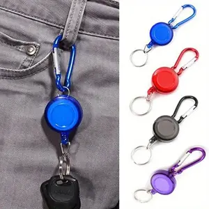 1pcs Retractable Pull Keychain For Men, ID Lanyard Keychain, Name Tag Card Holder, Reels Recoil Belt Key Ring, Lightweight Keychain