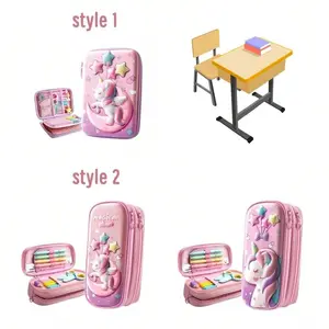 3D Cartoon Cute Waterproof Pen Box, Art Markers, Large Capacity Multi-Layer Stationery Storage, Office Supplies, School, Valentine's Day Gift