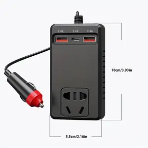 Car Inverter 12V 24V To 220V 150W Power Inverter Fast Charging Adapter 2 USB Ports 1 Type C Port Universal AC Power Socket Compatible With Cars Trucks RVs SUVs Smart Rapid Charging Vehicle Power Transformer On The Go Car Charger Essential Car Electronics
