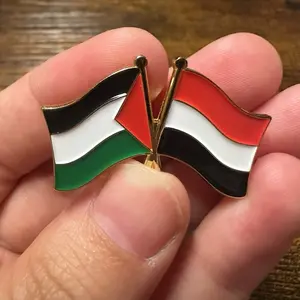 Palestine Yemen flags pin