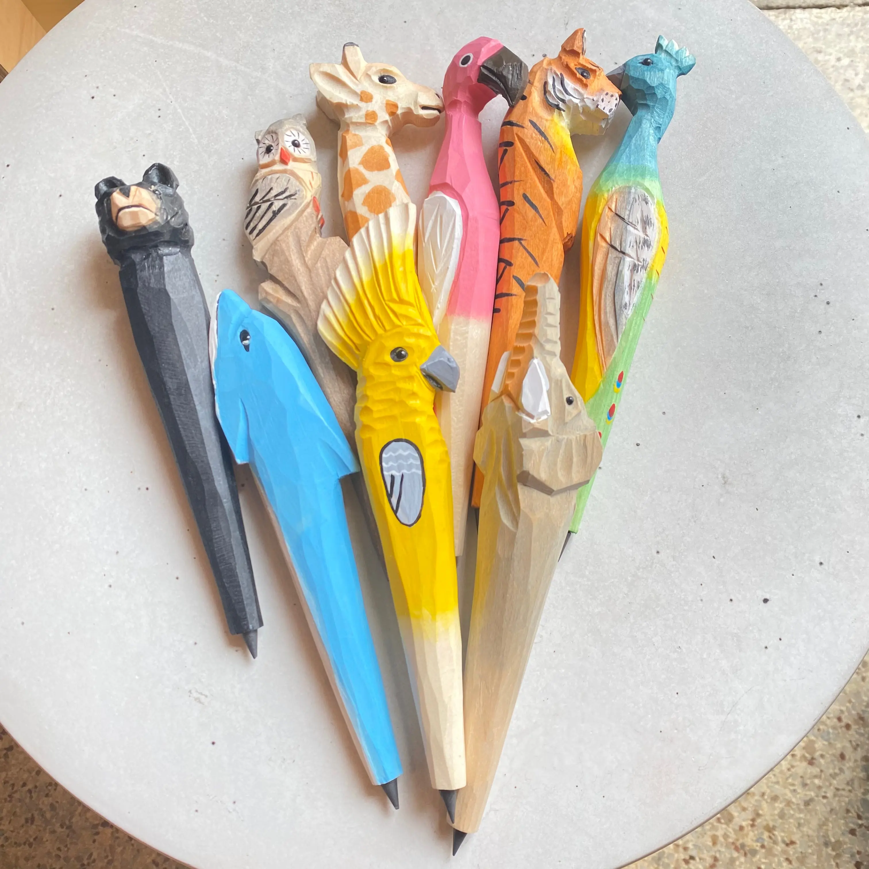 Infinite Animal Pencil Never-Ending Alloy Tip No Sharpening Required for Kids and Adults Zero-Waste Alternative Wooden Carved Animal Top