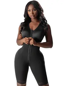 BBL & Lipo Post Surgery Faja Colombiana with Built-in Bra Snatched Body Bra Shapewear Compression No Rear Compression 3 Compression Hook Levels Black - Padded