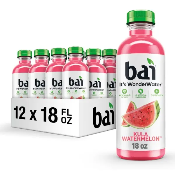 Antioxidant Infused Water Beverage, Kula Watermelon, with Vitamin C and No Artificial Sweeteners, 18 Fluid Ounce Bottle, 12 Pack