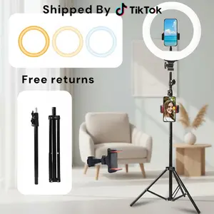 10" Adjustable Ring Light with 63" Tripod Stand and Phone Holder Kit, Foldable Design for Portable, for Cellphone, Live Streaming, Vlogging, YouTube, TikTok, Lighting for Video Recording#Easter Day#mother's day gifts