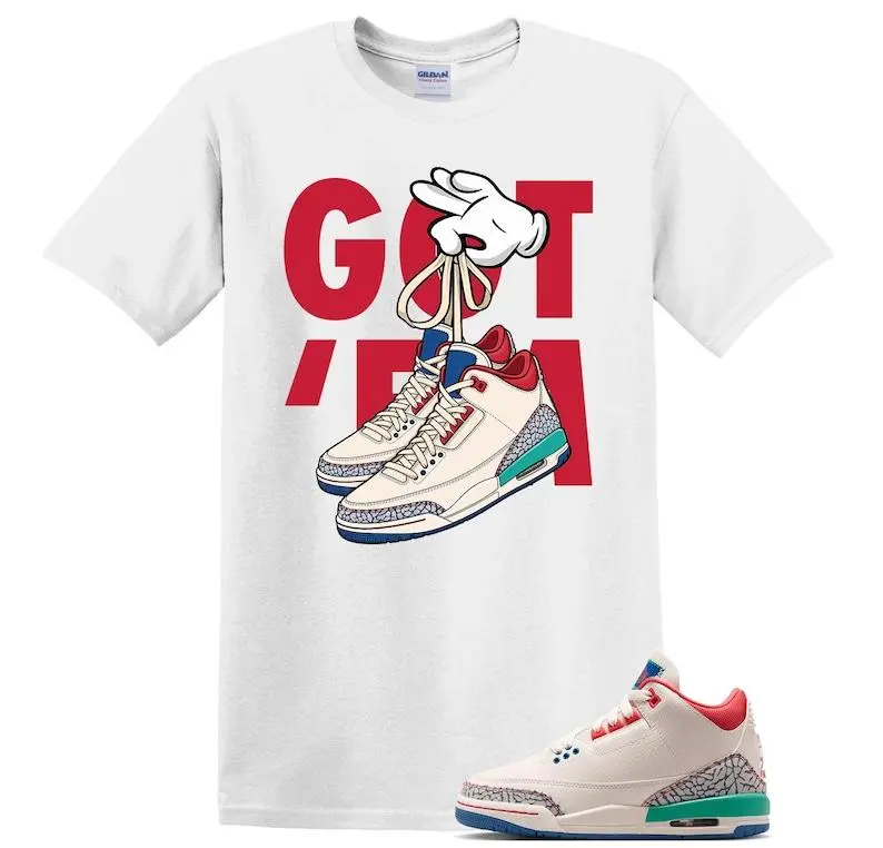 3 Retro Chalk Track Red Matching T Shirt, G'Em Dunk Graphic Shirt, 90s Hip Hop Tee, Gift For Women and Man, Unisex T-Shirt, Sneaker Head Gift