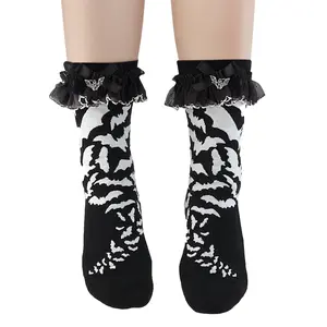 Ruffle Bat Print Socks