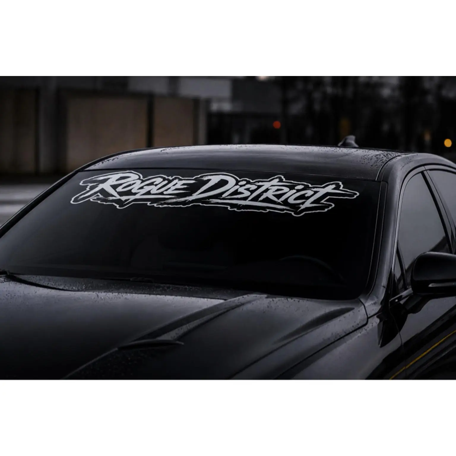 Rogue District Car Decal in Red Silver Gold Black White Colors for Vehicle Customization 18-22 in across
