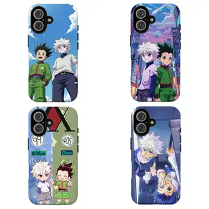 FL-Hunt3r x Hunt3r-Gon & Killua Phone Case, Viral Cute Anime Character Protective Cover, Chibi Aesthetic Anime Protective Case for Fans For iPhone 11 12 13 14 15 16 17 Air Pro Max for Samsung S26 S25 S24 S23 S22 S21 Case,Gift for her/him