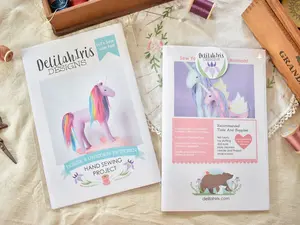 DelilahIris Unicorn Stuffed Animal Felt Sewing Pattern Fiber Arts Craft Project DIY Plushie Maker