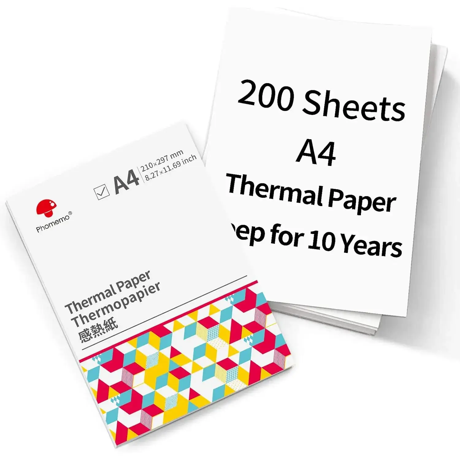 A4 Thermopaper for Inkless Printing - M08F Series Thermal Printer Paper, 8.27"x11.69", 200 Sheets, Compatible with M08F-Letter, M832, M833, M835, M836 & Brother Letter Portable Printers, High Clarity, Long-Lasting, Smooth Finish