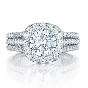 Women's Full Pavé 3-Row Sparkling Statement Ring, Iced Out Elegant Non-Tarnish Premium Band, Comfort Fit Luxury Jewelry Gift for Mother’s Day-Anniversary, Rings for Women