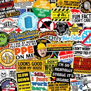 Funny Hard Hat Stickers Pack - Hilarious Stickers For Blue Collar Workers, Perfect for Helmets, Toolboxes... Bold Humor Stickers to Share with Co-workers Vinyl Waterproof Decals