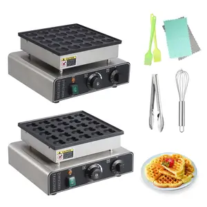 Garvee Mini Dutch Pancakes Maker Machine with 25 Pcs Commercial Electric Waffle and Heart-Shaped Non-Stick Electric Muffin Maker, 1.8-inch Diameter, 50-300℃ Separate Temperature Control for Home Use