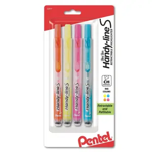 HANDY-LINES RETRACTABLE HIGHLIGHTERS 4-PK ASSORTED INK