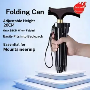 Outdoor Hiking Trekking Pole Climbing Stick Elderly Non-Slip Cane Extendable Foldable Aluminum Alloy Walking Stick