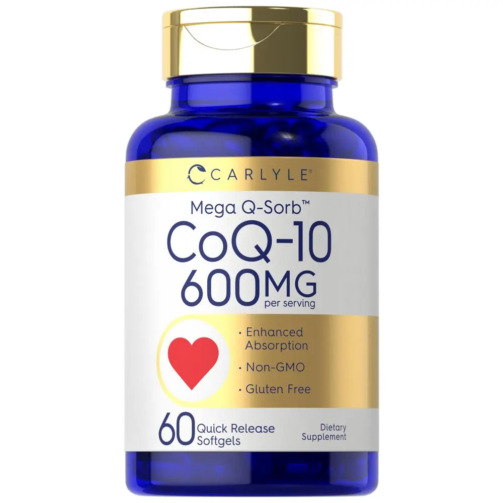 Carlyle CoQ10 600 mg | 60 Softgels | Mega Q-Sorb Coenzyme Q-10 | with Black Pepper Extract | Non-GMO, Gluten Free Supplement