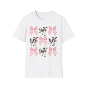 Gildan Softstyle® 64000 Cows and Bows T-Shirt - 100% Ring-Spun Cotton, Ultra-Soft, Classic Fit, Ethically Grown US Cotton, Oeko-Tex Certified, DTF Printed