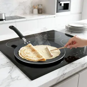 Kitchen King HEAVY Concave 12-Inch Nonstick Induction Tawa Pan, Flat Griddle Skillet for Roti, Dosa, Chapati, Tortillas, Crepes & Pancakes, Durable Stovetop Cookware