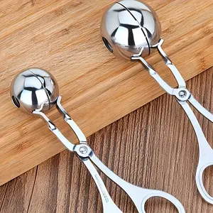 2 pieces of stainless steel meatball makers/scoops, meatball scissors, beef ball making tools, catering tools, kitchen gadgets, kitchen accessories.