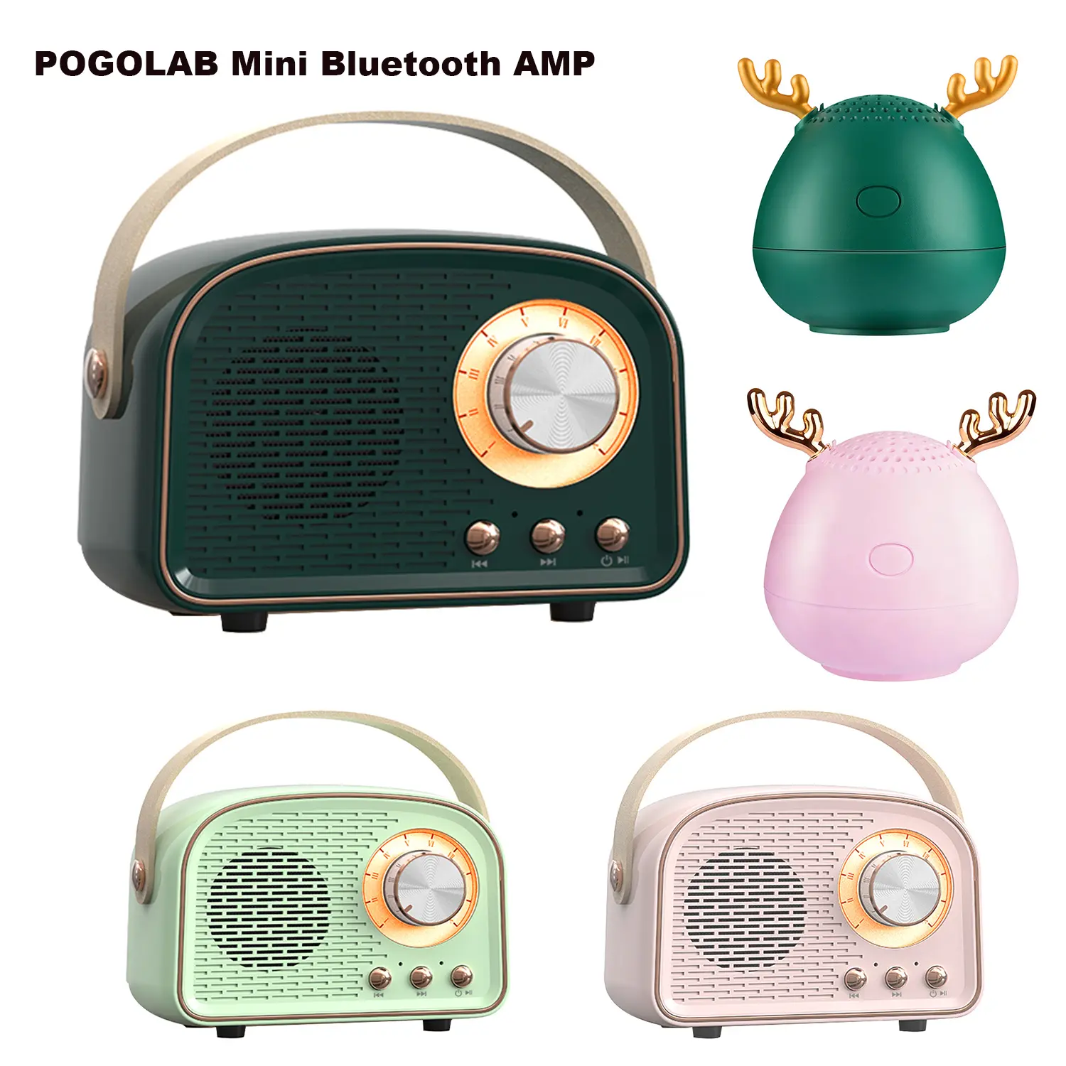 POGOLAB Vintage Antler Look Wireless Speakers, Lightweight and Portable Bluetooth Amplifier for Easy Use, Mini Speaker with Built-in Microphone, Home/Outdoor Music Player, Valentine's Day Gift #TOP PICKS, Bluetooth Amp For Easy Use