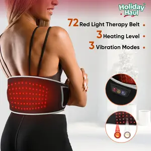 SHINE WELL Cordless LED Light Therapy Massage Belt with Heating for Shoulder & Waist & Back Muscle Pain Relief & Comfort for Daily Wellness