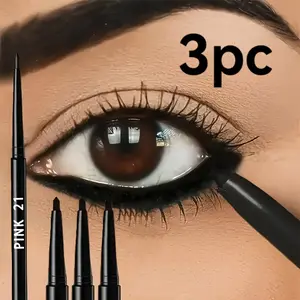 3 stock-up packs, waterproof and sweat-proof black eyeliner for waterline - long-lasting, stain-proof, suitable for bold eye makeup, enhance eye makeup, a must for beginners, easy to color